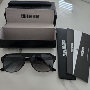 Cutler and Gross Matte Black Sunglasses - Gray Lenses Unisex Sunglasses With COA